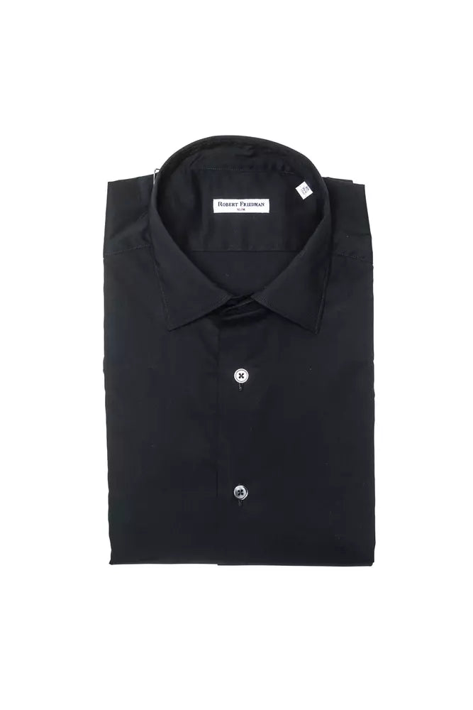 Robert Friedman Black Cotton Men's Shirt by Robert Friedman