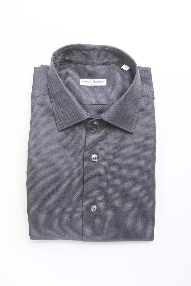 Robert Friedman Blue Cotton Men Shirt by Robert Friedman