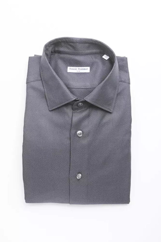 Robert Friedman Blue Cotton Men Shirt by Robert Friedman