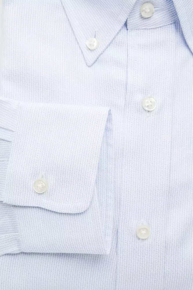 Robert Friedman Light Blue Cotton Men Shirt by Robert Friedman