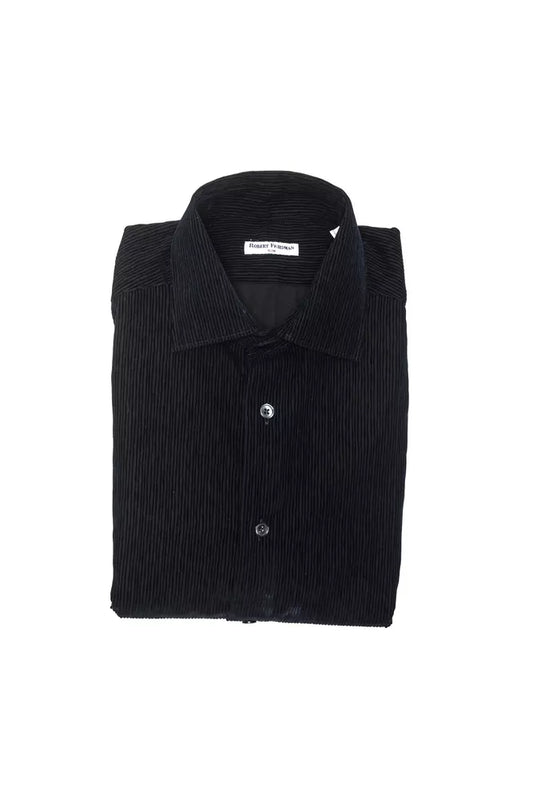 Robert Friedman Black Cotton Men Shirt by Robert Friedman