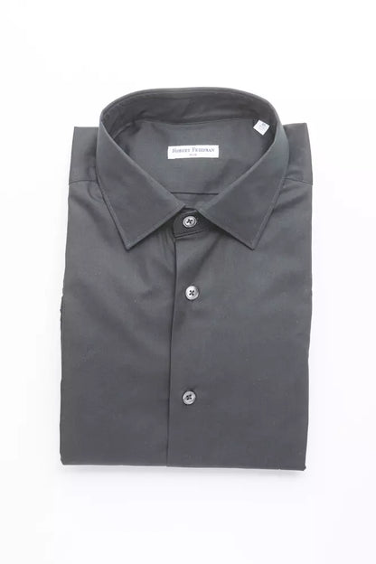 Robert Friedman Black Cotton Men Shirt by Robert Friedman