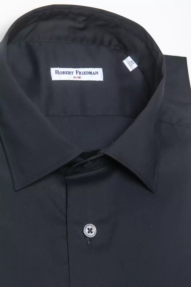 Robert Friedman Black Cotton Men's Shirt by Robert Friedman