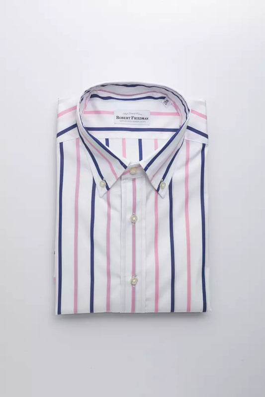 Robert Friedman White Cotton Men Shirt by Robert Friedman