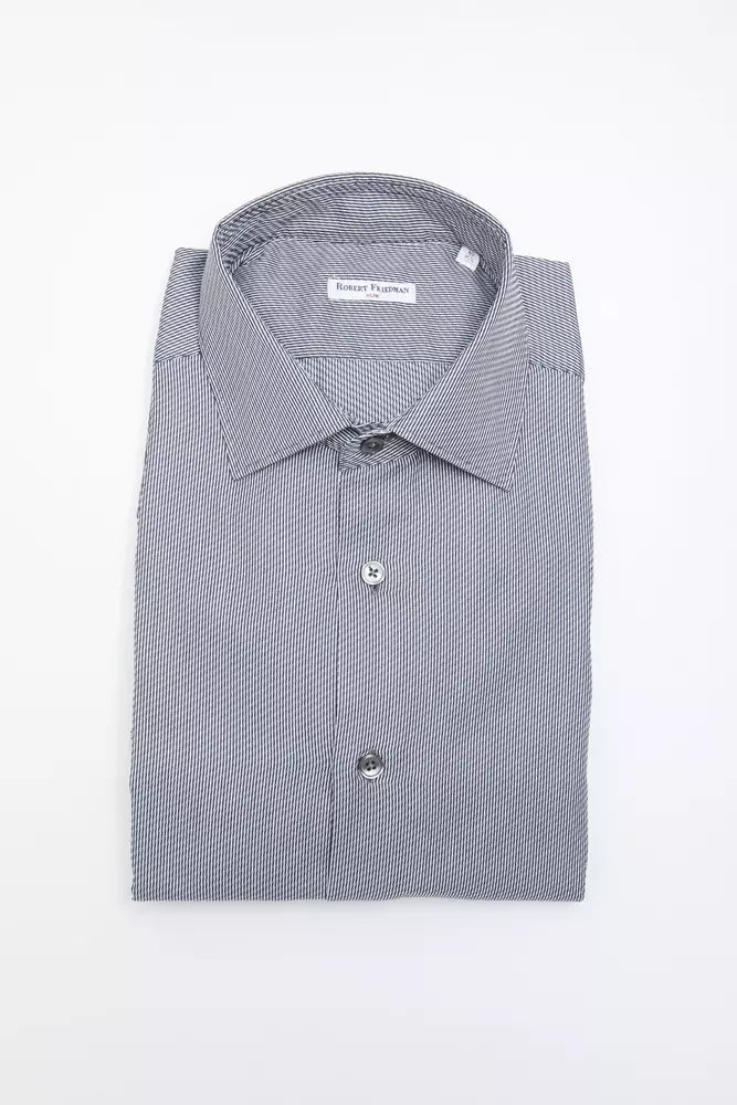 Robert Friedman Blue Cotton Men's Shirt by Robert Friedman