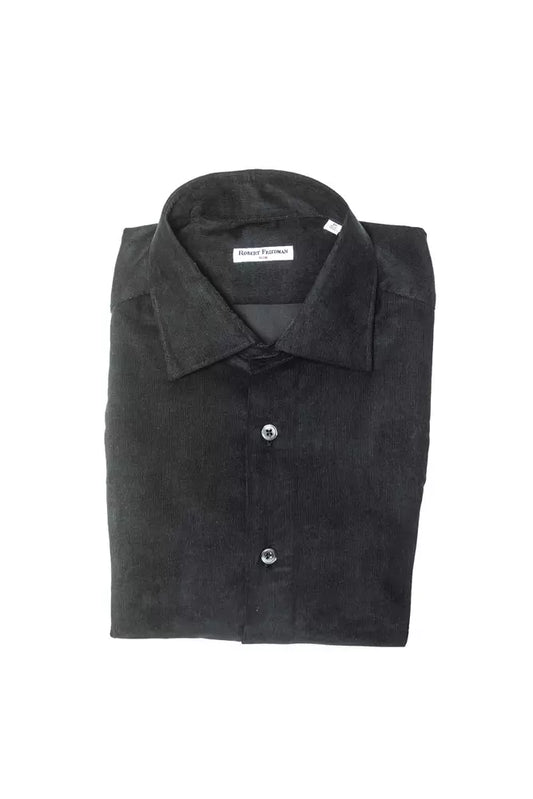 Robert Friedman Black Cotton Men Shirt by Robert Friedman
