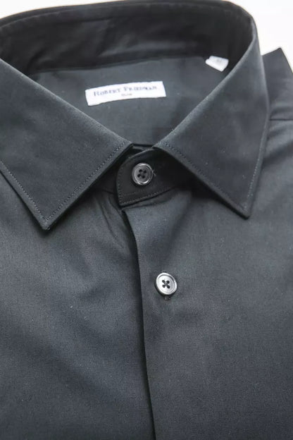 Robert Friedman Black Cotton Men Shirt by Robert Friedman
