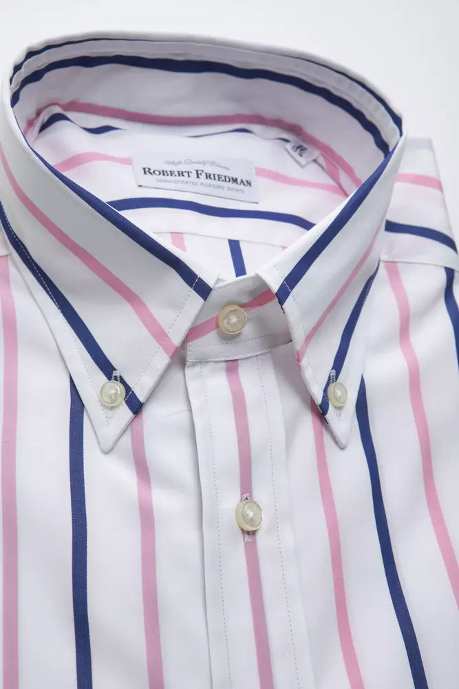 Robert Friedman White Cotton Men Shirt by Robert Friedman