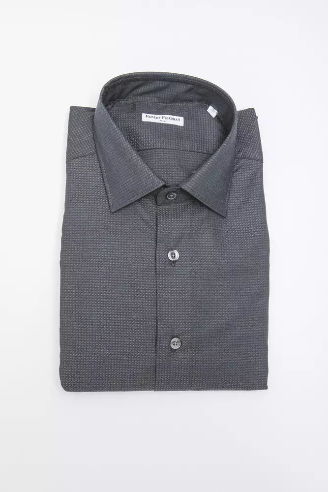 Robert Friedman Black Cotton Men Shirt by Robert Friedman