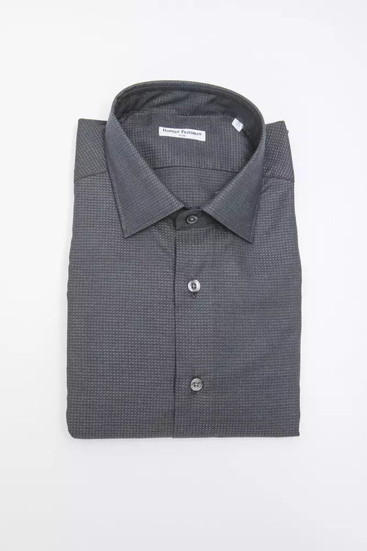 Robert Friedman Black Cotton Men Shirt by Robert Friedman