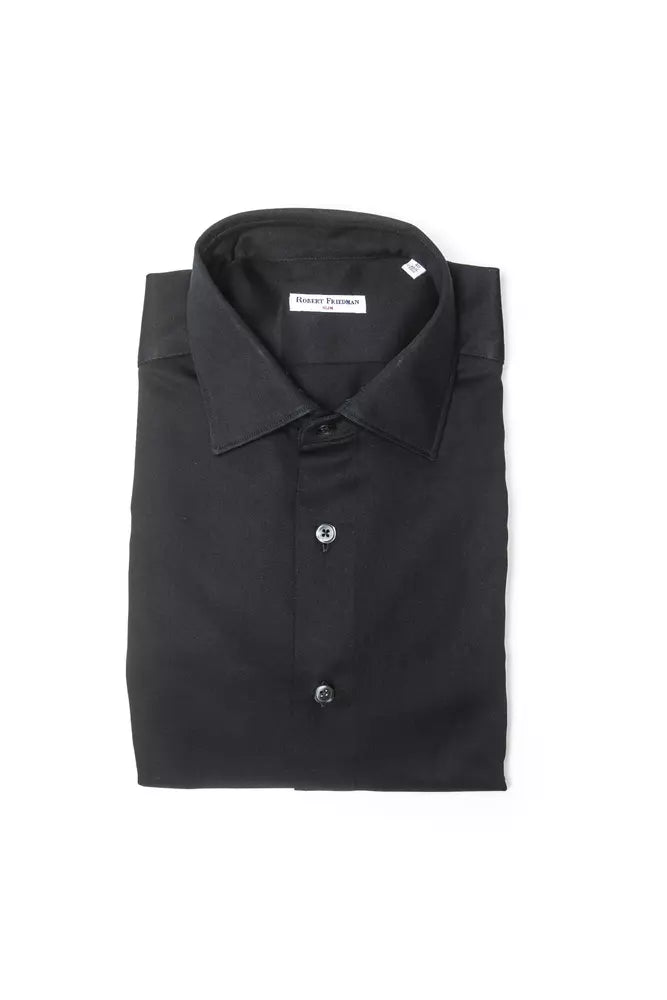 Robert Friedman Black Cotton Men Shirt by Robert Friedman