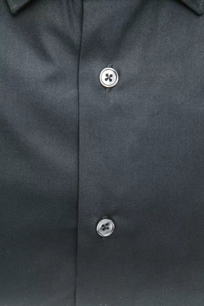 Robert Friedman Black Cotton Men Shirt by Robert Friedman