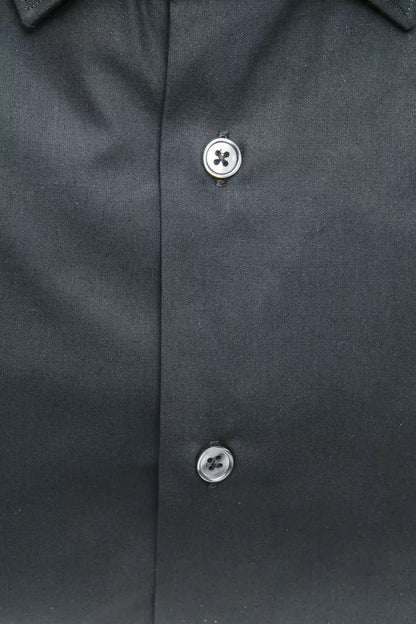 Robert Friedman Black Cotton Men Shirt by Robert Friedman
