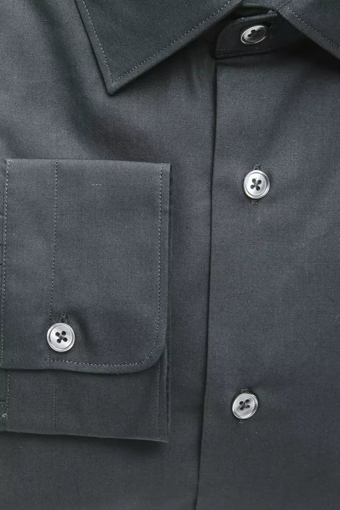 Robert Friedman Black Cotton Men Shirt by Robert Friedman
