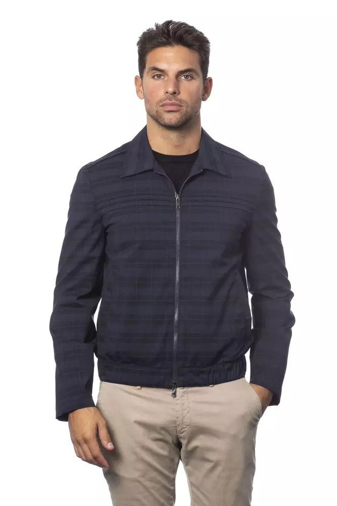 Blouson Bomber Homme En Laine Bleu Verri