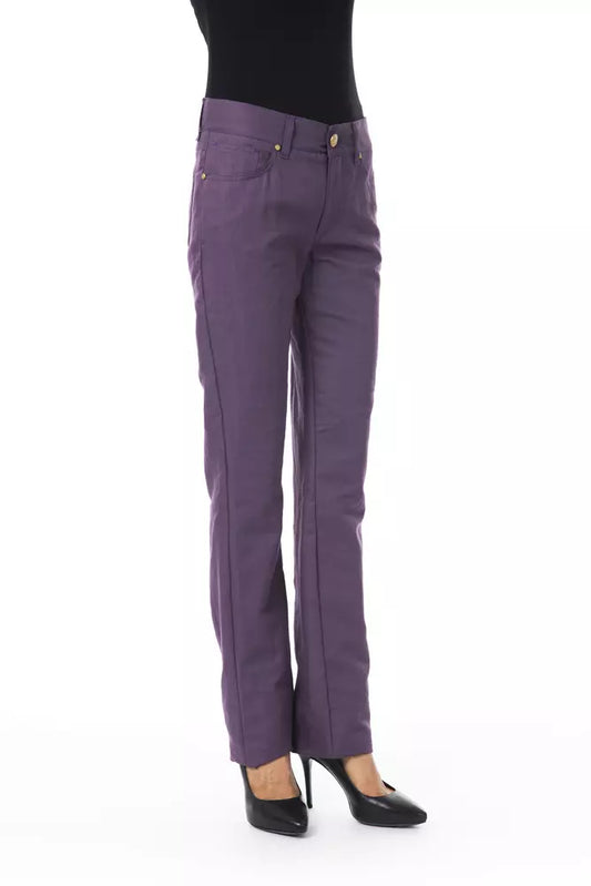 BYBLOS Purple Cotton Women Pant by BYBLOS