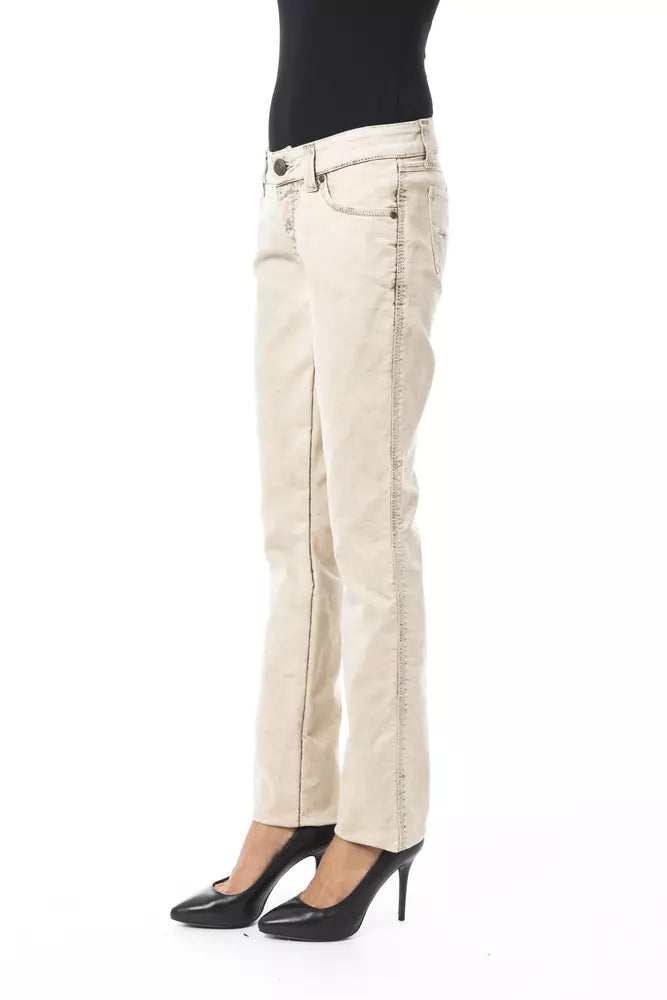 BYBLOS Beige Cotton Women Jeans by BYBLOS