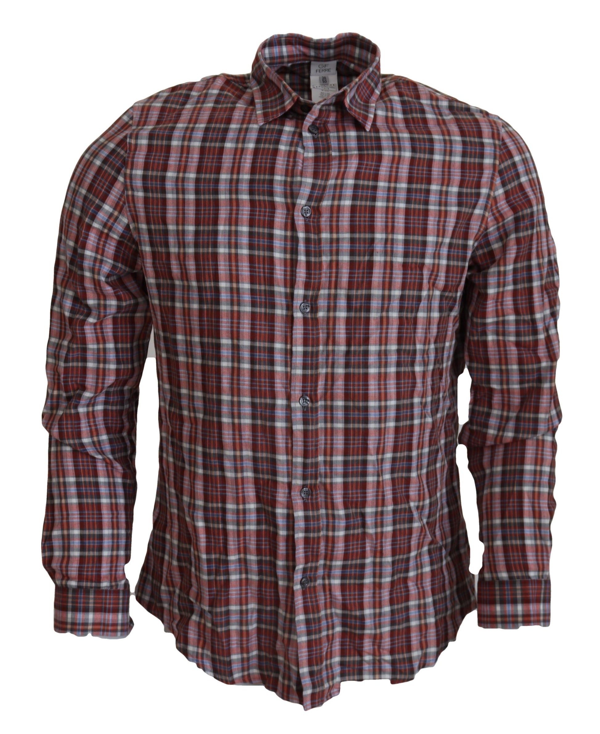 GF Ferre Multicolor Checkered Cotton Long Sleeves Casual Shirt by GF Ferre