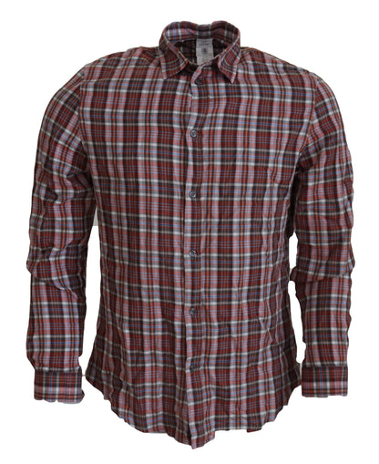 GF Ferre Multicolor Checkered Cotton Long Sleeves Casual Shirt by GF Ferre