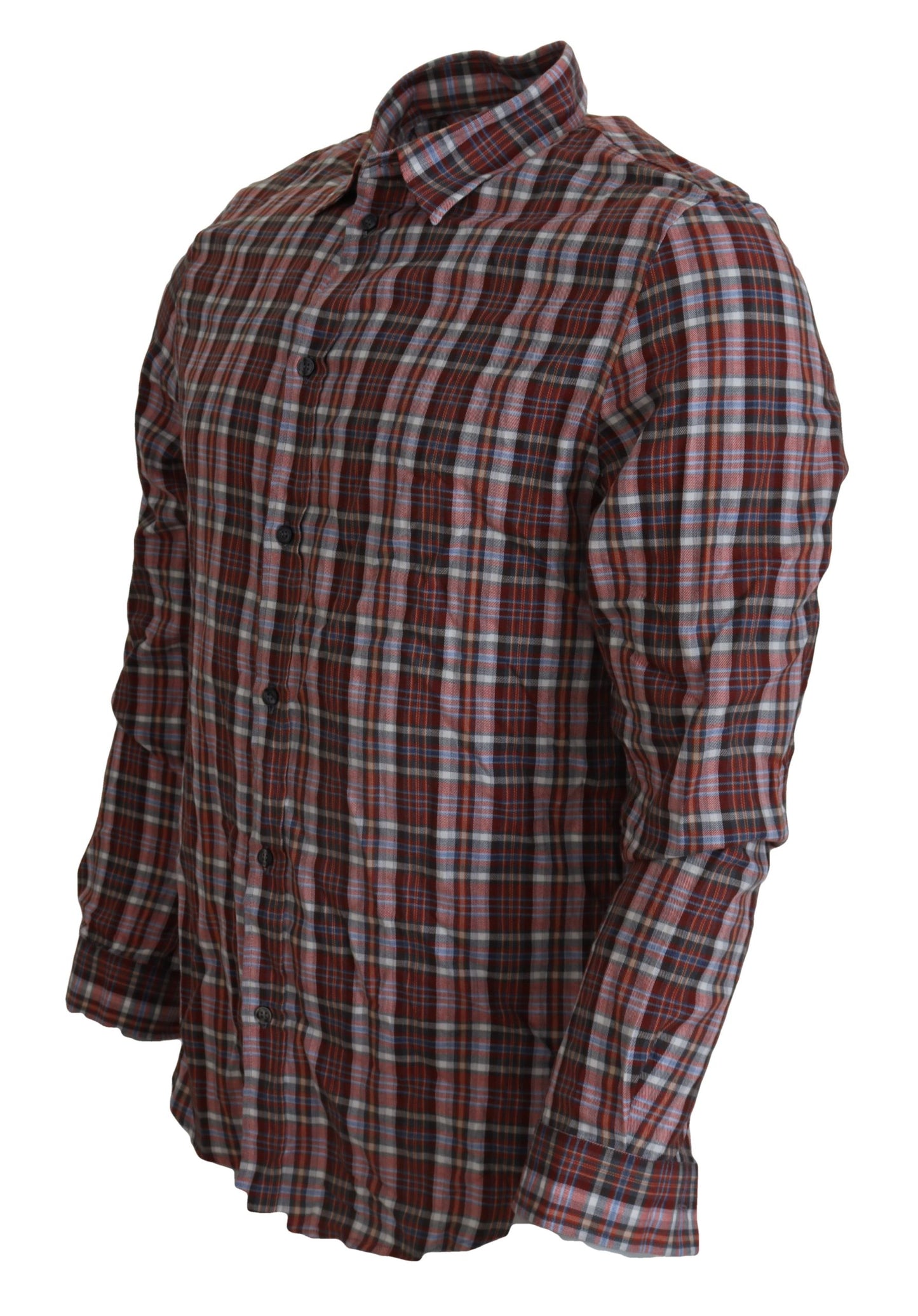 GF Ferre Multicolor Checkered Cotton Long Sleeves Casual Shirt by GF Ferre