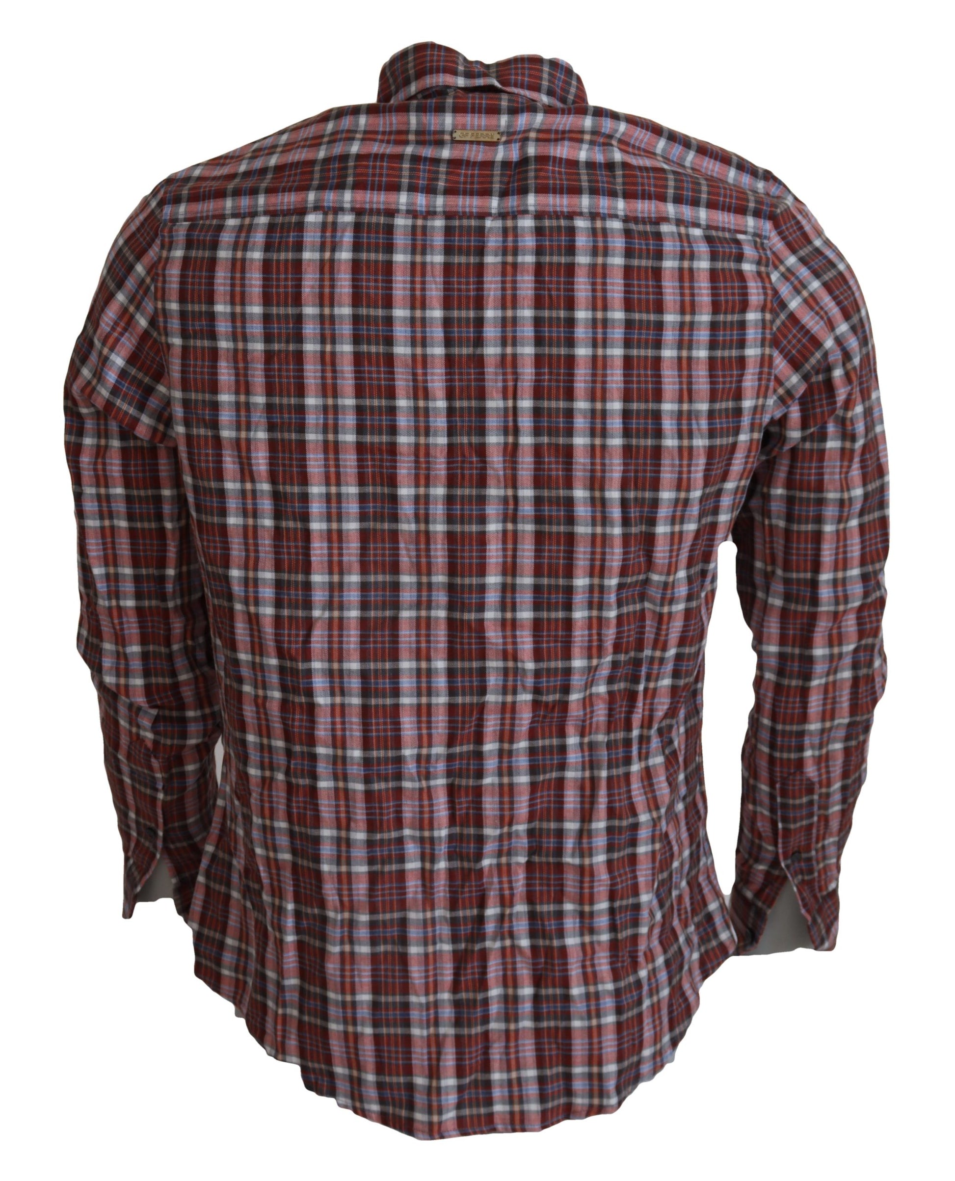 GF Ferre Multicolor Checkered Cotton Long Sleeves Casual Shirt by GF Ferre