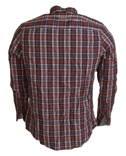GF Ferre Multicolor Checkered Cotton Long Sleeves Casual Shirt by GF Ferre