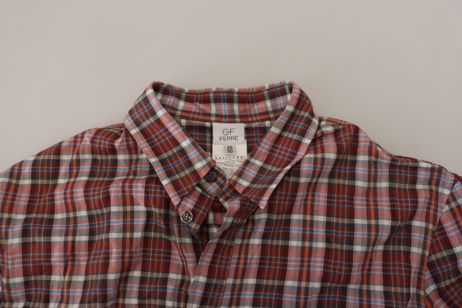 GF Ferre Multicolor Checkered Cotton Long Sleeves Casual Shirt by GF Ferre