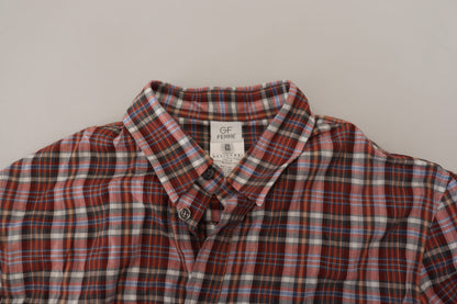 GF Ferre Multicolor Checkered Cotton Long Sleeves Casual Shirt by GF Ferre