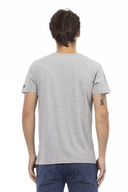 T-shirt col V Trussardi Action en coton gris pour homme