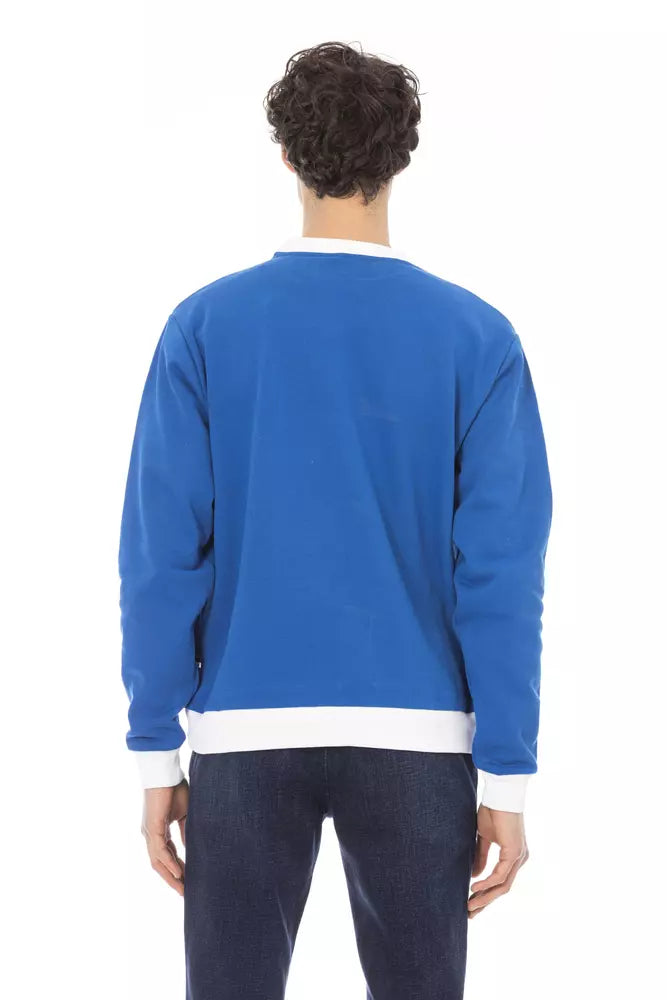 Baldinini Trend Blue Cotton Men Sweater by Baldinini Trend