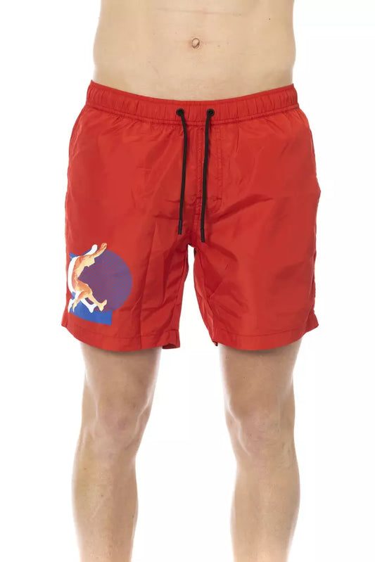 Short de bain Bikkembergs en polyester rouge pour homme