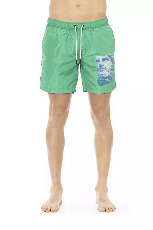 Short de bain Bikkembergs vert en polyester pour homme