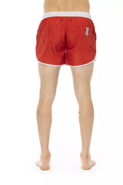 Short de bain Bikkembergs en polyester rouge pour homme