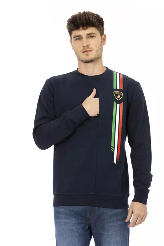Automobili Lamborghini Blue Cotton Men Sweater with Chest Pocket by Automobili Lamborghini