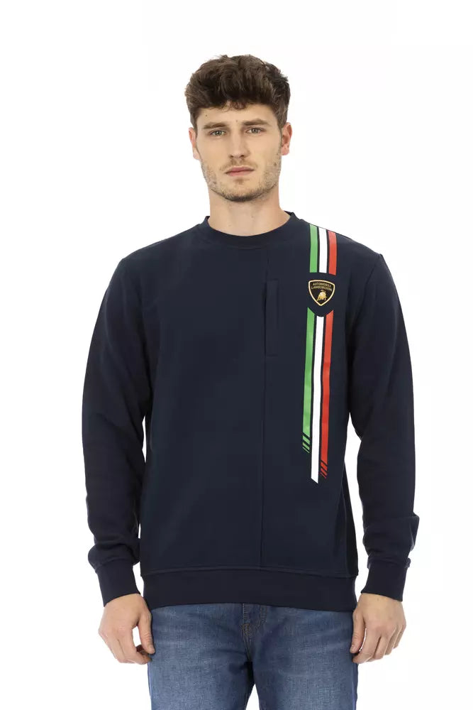 Automobili Lamborghini Blue Cotton Men Sweater with Chest Pocket by Automobili Lamborghini