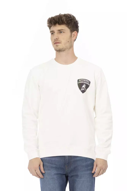 Automobili Lamborghini White Cotton Men's Sweater by Automobili Lamborghini