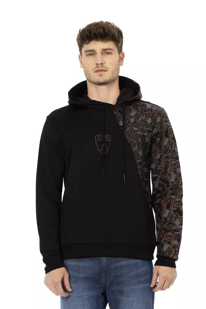 Automobili Lamborghini Black Cotton Men's Hooded Sweater by Automobili Lamborghini