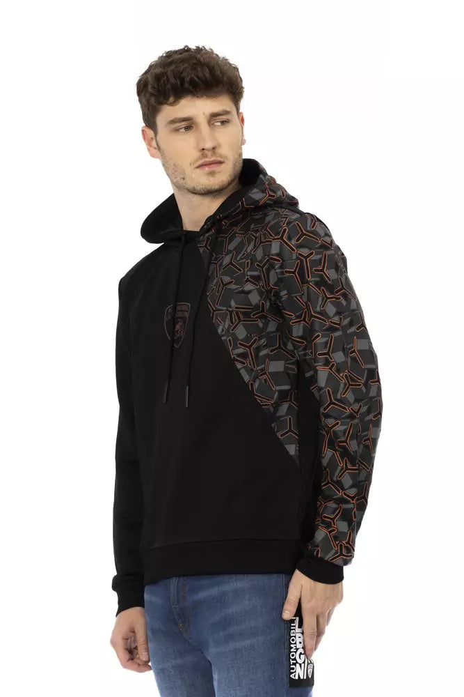 Automobili Lamborghini Black Cotton Men's Hooded Sweater by Automobili Lamborghini
