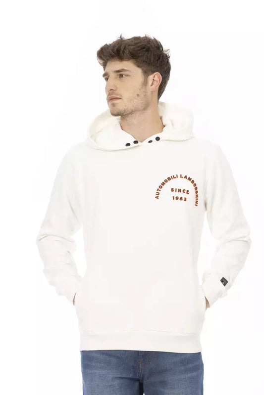 Automobili Lamborghini White Cotton Men Sweater with Pockets by Automobili Lamborghini