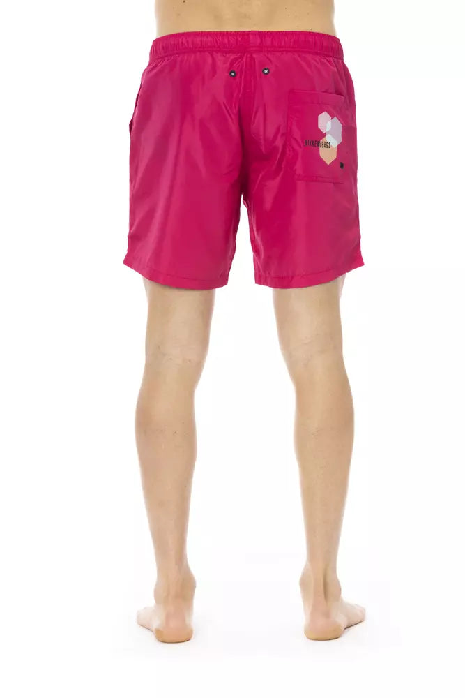 Short de bain Bikkembergs Fuchsia en polyester pour homme