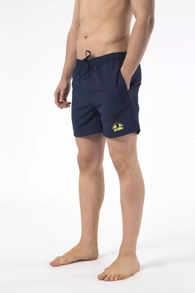 Short de bain en nylon bleu Just Cavalli pour homme