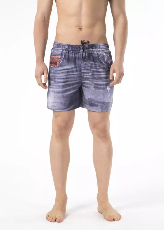 Short de bain Just Cavalli bleu en polyester pour homme