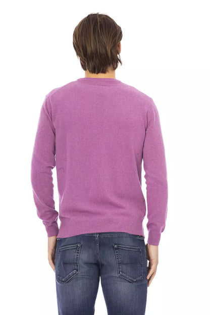 Baldinini Trend Purple Wool Men Sweater by Baldinini Trend