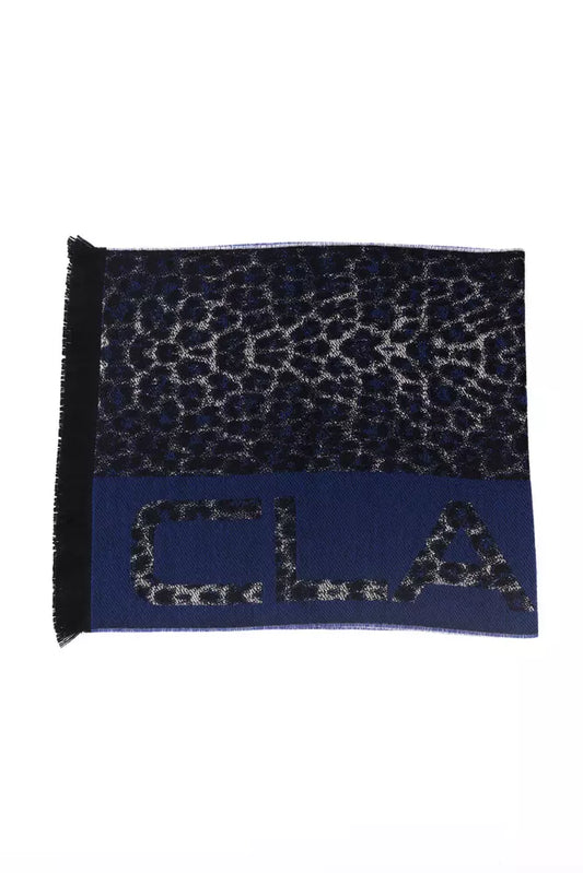Écharpe Cavalli Class en laine bleue pour homme