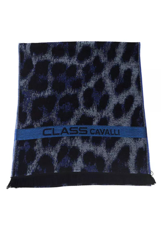 Écharpe Cavalli Class en laine bleue pour homme