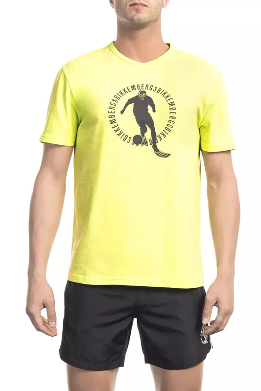 T-shirt homme en coton jaune Bikkembergs