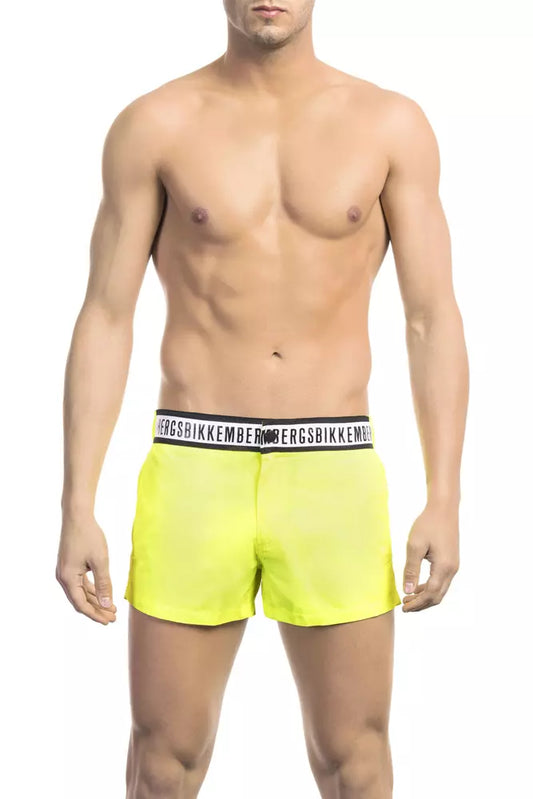 Short de bain Bikkembergs jaune en polyamide pour homme