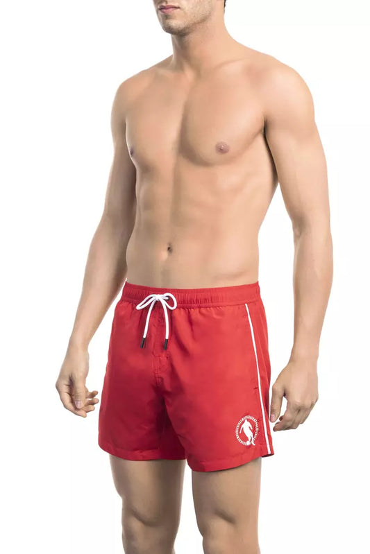 Short de bain Bikkembergs rouge en polyester pour homme