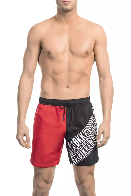 Short de bain Bikkembergs en polyester rouge pour homme