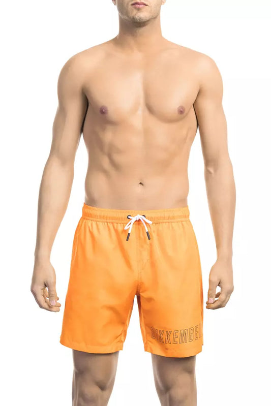 Short de bain homme en polyester orange Bikkembergs